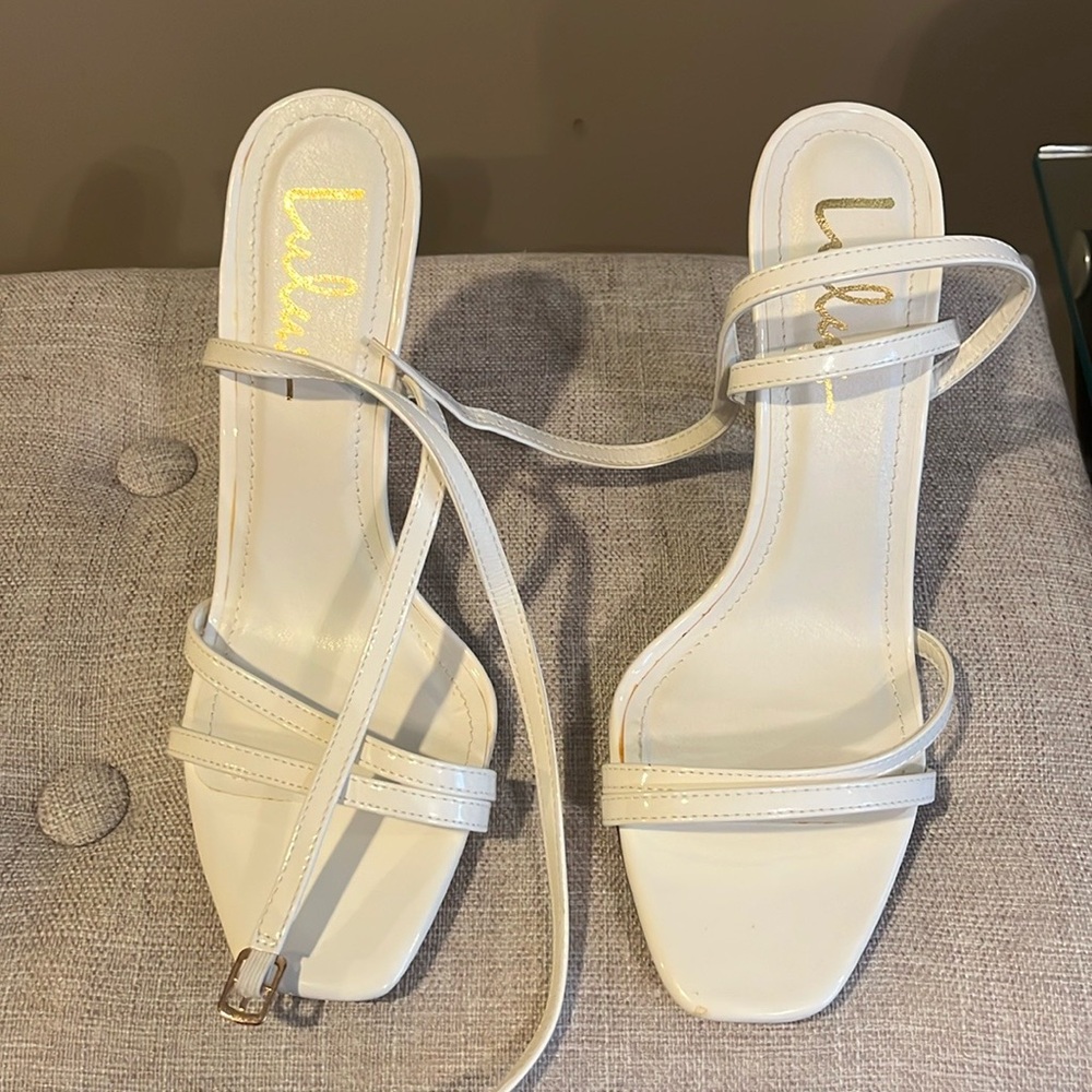 Lulu’s White Strappy Heels